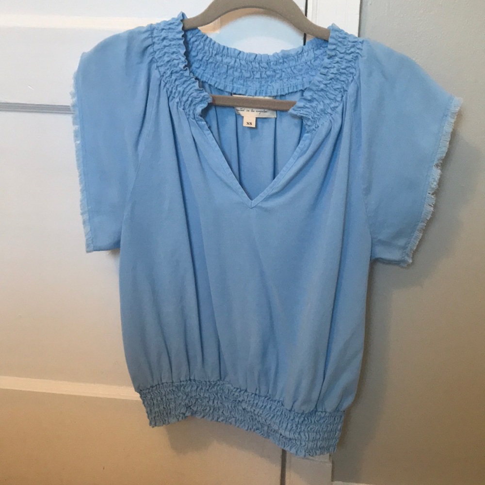 Cloth and Stone V Neck Blue Top